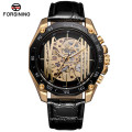 Forsining 8068 Mechanical Wrist Watch Luxury Gold Watch Leather Skeleton Waterproof Mens Sport Watches Clock Relogio Masculino